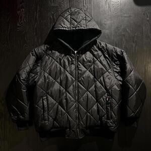 Vintage Quilted Black Down Work Jacket